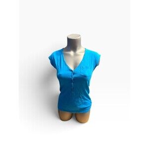 Vintage Ben Sherman, cap sleeve V-neck T-shirt teal xs